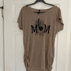 Brown Maternity Top with black sunflower print